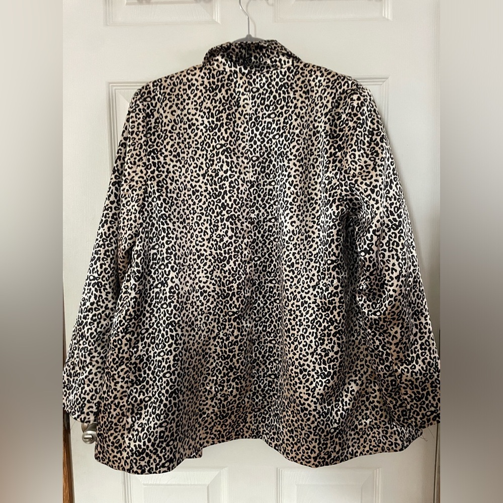 Nine West Black and Cream Leopard Satin Blazer Medium - Picture 3 of 3